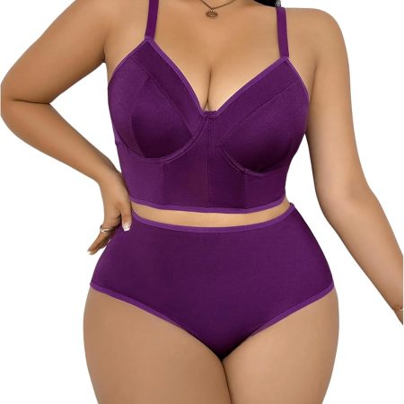 Women Plus Size Lingerie Set Underwire Bra and Panty Sets
