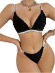 Lingerie for Women Glitter Bra and Thong Panty Underwear Sets