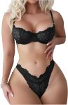 Women Bra and Panty Set Floral Lace Underwire Push Up 2 Piece Sexy Lingerie Set