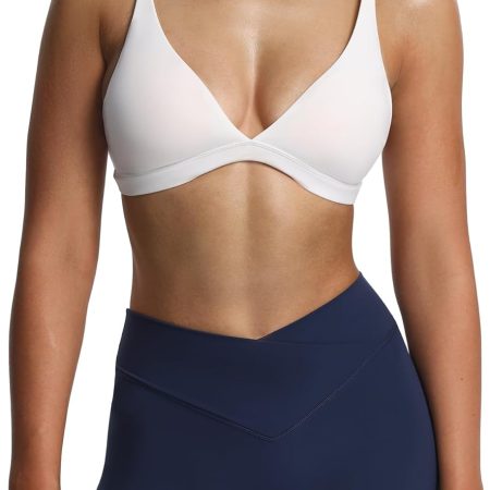 Women's Workout Deep V Adjustable Sport Bras Fitness  Bra Yoga Crop Tank