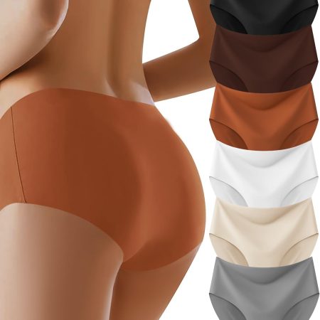 Women Underwear Full Coverage No Show High Waisted Seamless Ladies Panties 6 Pack