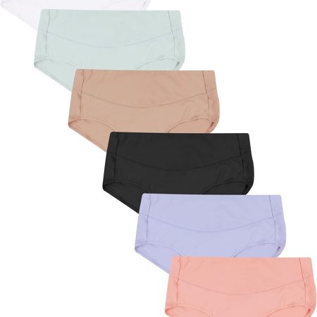 Women Smoothing Microfiber No-Show Panties Pack, Moisture-Wicking, 6-Pack (Colors May Vary)