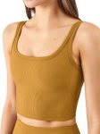 Women's Seamless Sports Bra Workout Crop Top Ribbed Padded Longline Wirefree Medium Support Tank Tops Fitness