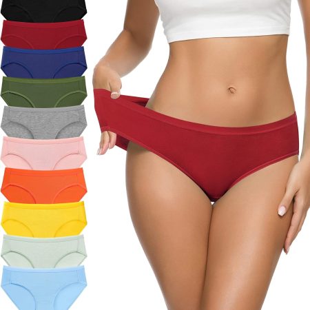 Women Cotton Bikini Panties,High-Cut Full Coverage Stretch Cool Underwear for Women