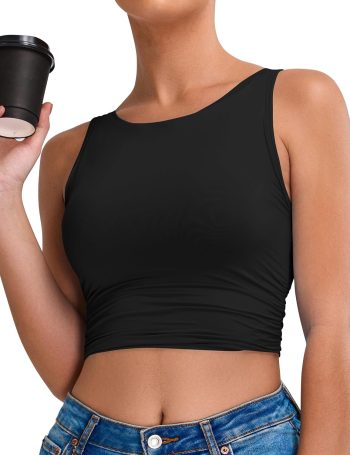 Women's Sports Bras High Neck Longline Removable Padded Yoga Workout Crop Tank Top with Built in Pads 2025